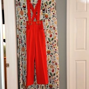 VINTAGE red polyester pantsuit